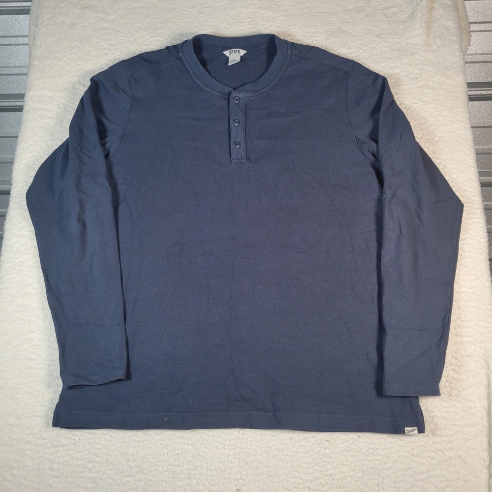 Duluth Trading Co Henley Shirt Mens XL Navy Blue Long Sleeve Standard Fit 30372